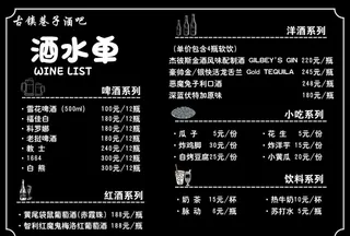 酒水单图片