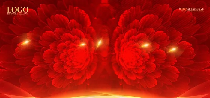 红色大花背景图片(7087X3543(DPI:150))psd模版下载