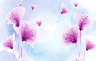北欧小清新手绘水彩花朵背景墙图片