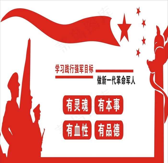 军人形象墙图片cdr矢量模版下载