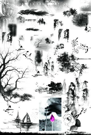 水墨  山水 树木 素材 中国图片
