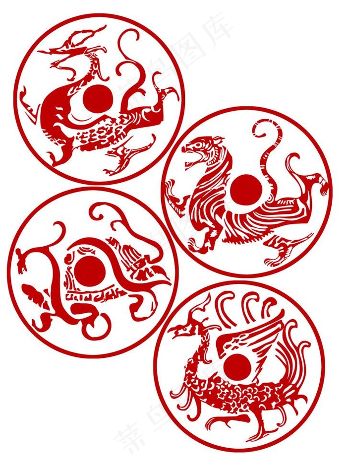 玄武朱雀青龙白虎图片psd模版下载