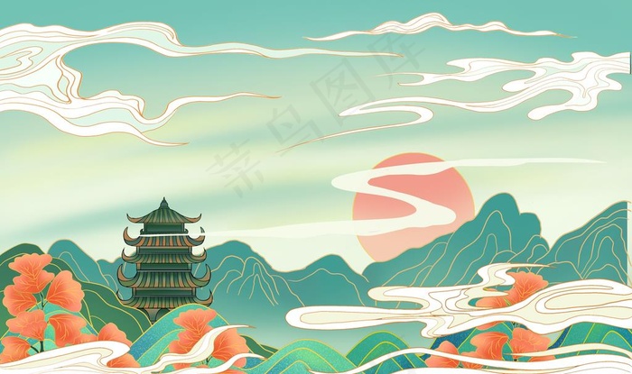 中国风插画  清新国风插画图片