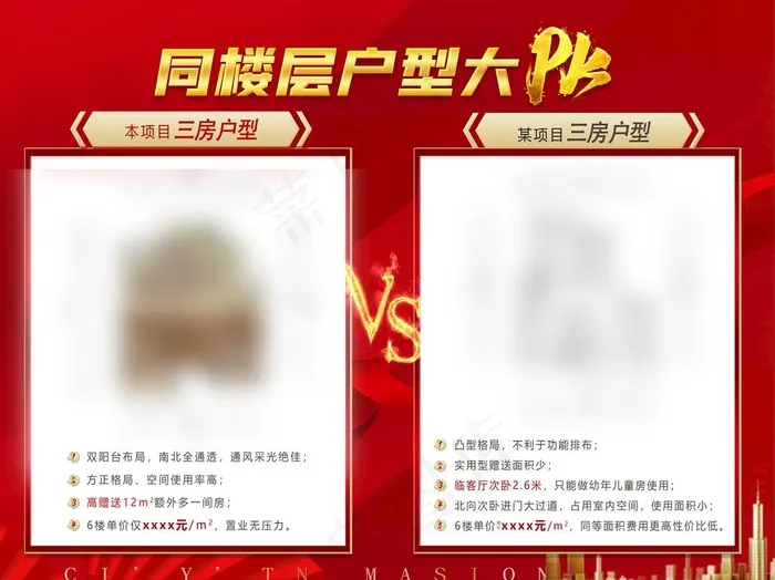 地产户型pk榜 业绩对比图片(4365X3402(DPI:72))psd模版下载