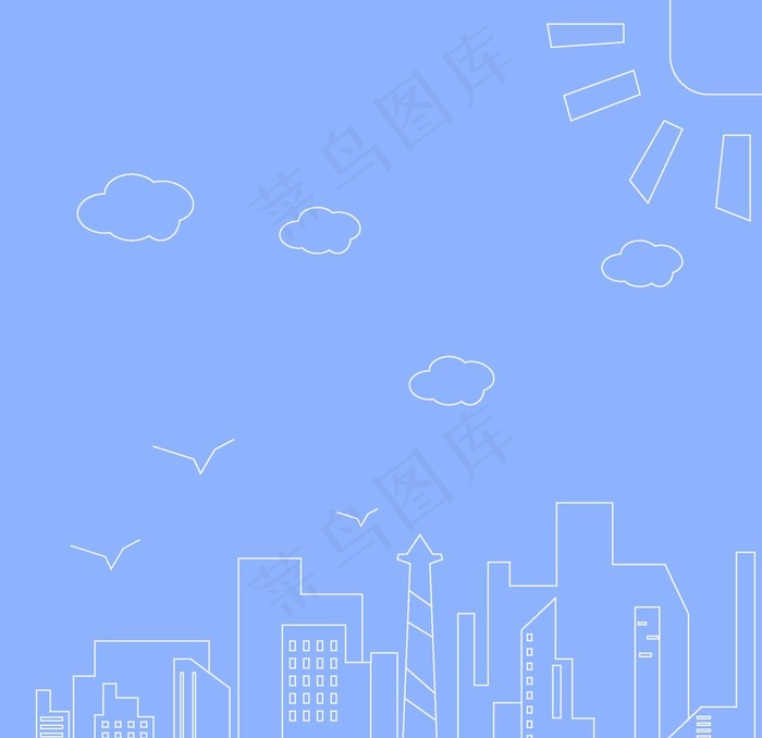 矢量线条风城市插画图片