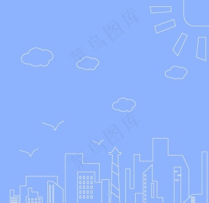 矢量线条风城市插画图片