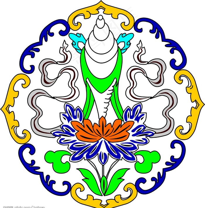 西藏八祥图手描图片cdr矢量模版下载