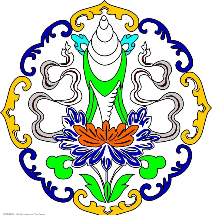 西藏八祥图手描图片cdr矢量模版下载