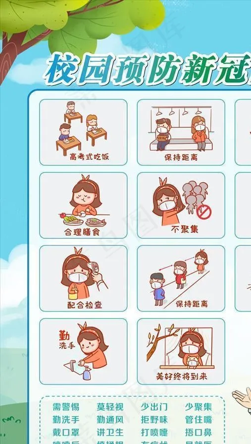 校园防疫海报图片cdr矢量模版下载