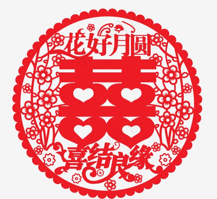 花好月圆矢量剪纸图片ai矢量模版下载