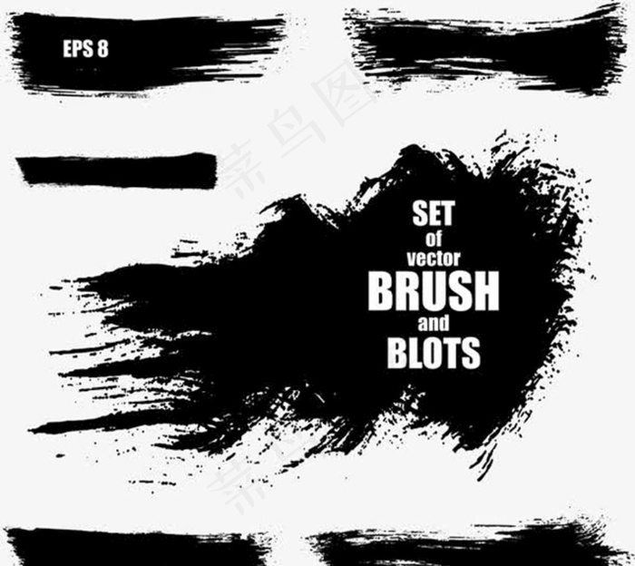 水墨照片框笔刷素材图片