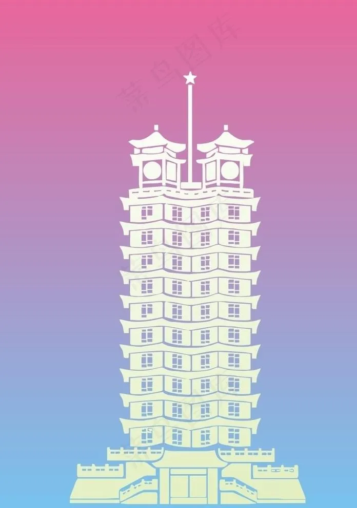 二七塔矢量图图片cdr矢量模版下载