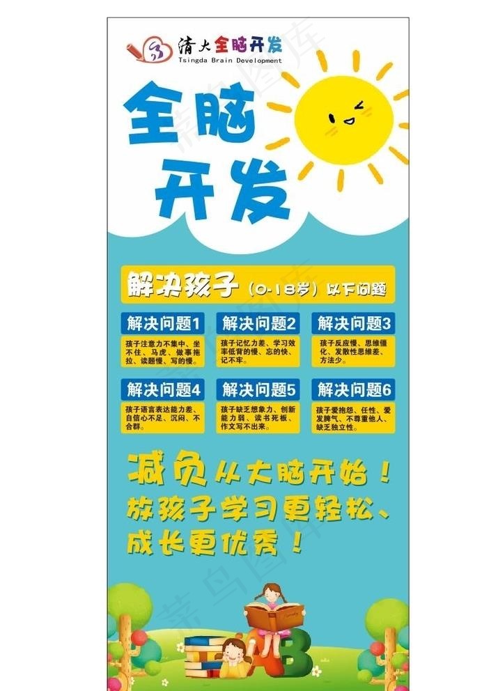 教育展架 全脑展架图片cdr矢量模版下载
