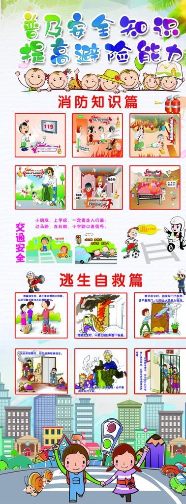 消防知识篇  逃生自救篇图片(2677X6693(DPI:85))psd模版下载