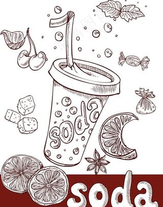 素描饮料甜点图片