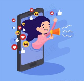 扁平化社交媒体曝光点赞概念插画图片