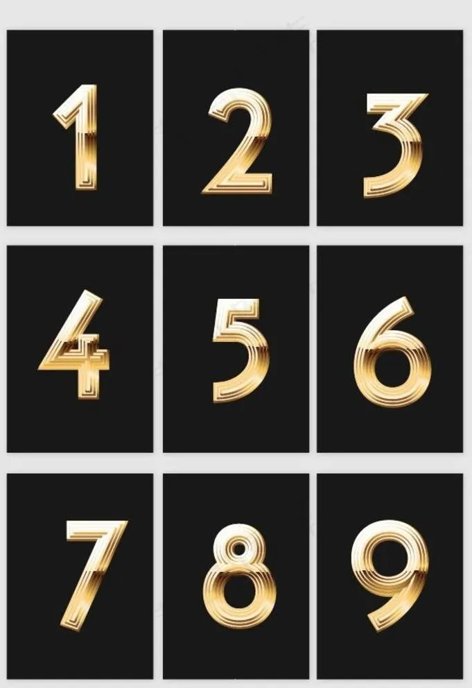金属数字图片ai矢量模版下载