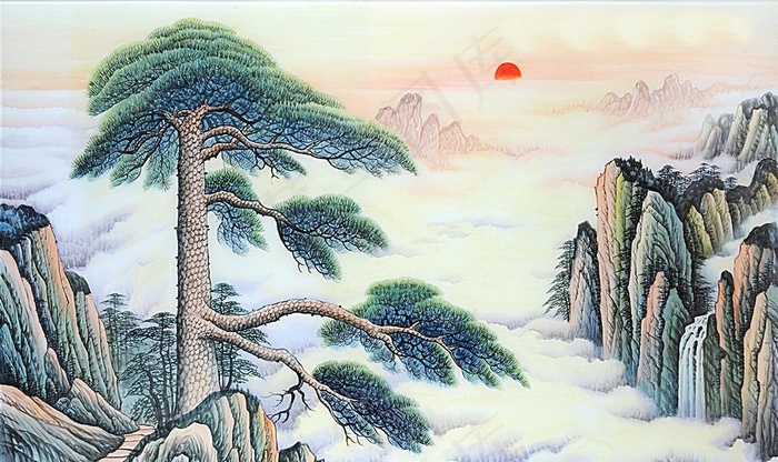 迎客松系列山水画（不分层）图片