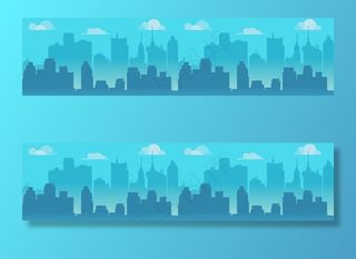 蓝色城市剪影图片