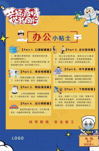办公防疫知识宣传海报设计图片