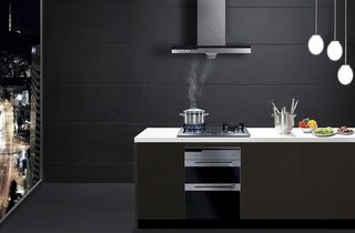 厨房做菜黑色高端合成背景素材图片