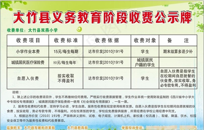 收费公示栏图片