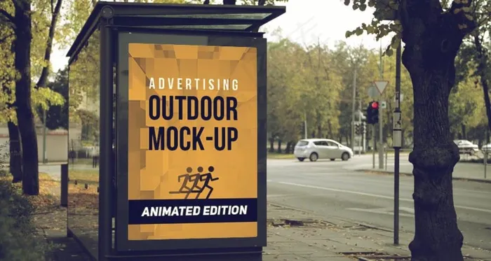 户外广告牌样机图片psd模版下载