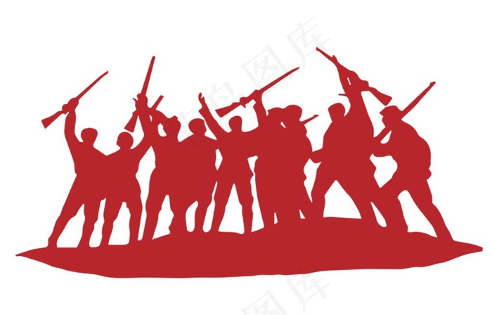 红军剪影矢量图片