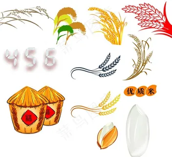 粮仓 稻穗 大米粒图片