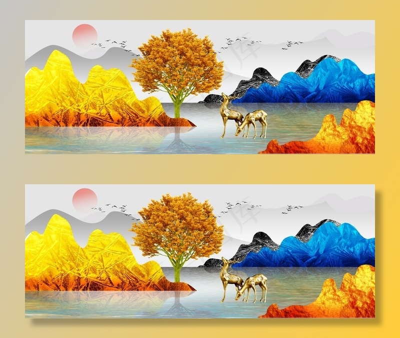 轻奢装饰画图片(4110X1701(DPI:72))psd模版下载