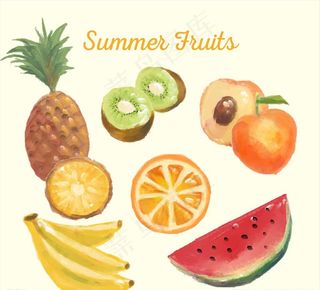 水彩绘水果矢量素材图片
