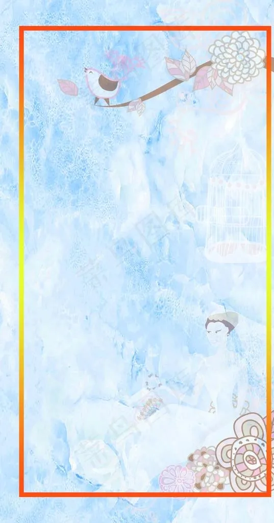 蓝色婚礼图片(5906X10630(DPI:100))psd模版下载