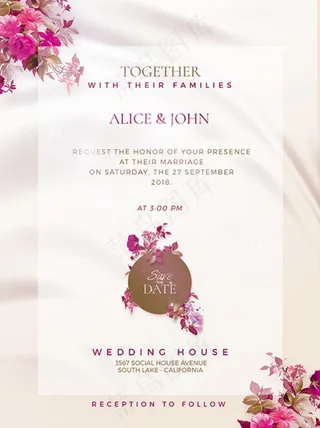 爱情鲜花婚庆邀请卡欢迎牌图片