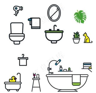 卡通家居卫浴图标图片