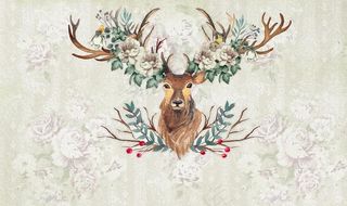 手绘麋鹿背景墙图片