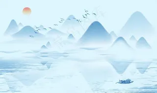 蓝色山水风景背景图片