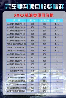 汽车美容价格表图片