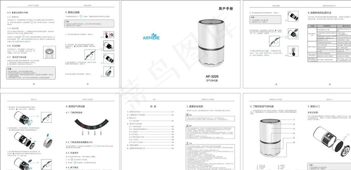 加湿器说明书图片cdr矢量模版下载