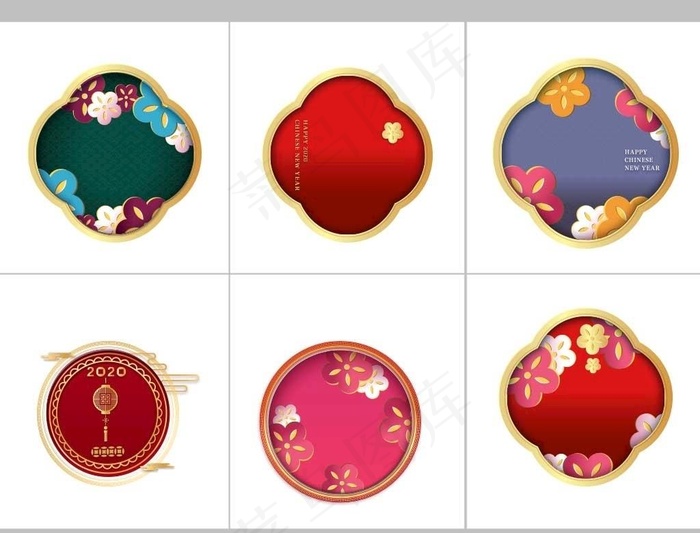 圆形花绞边框图片ai矢量模版下载