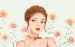 彩妆美女插画图片