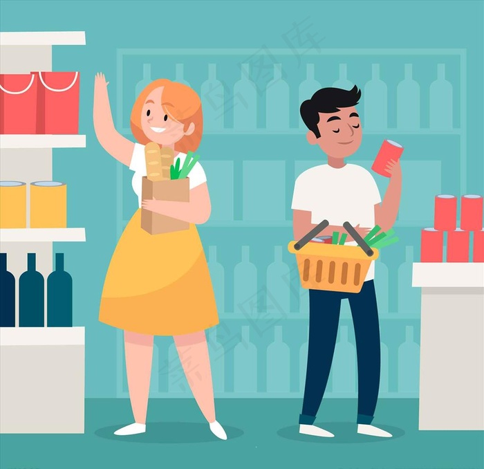 超市购物场景图片