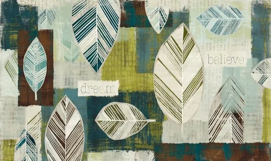 欧式复古怀旧抽象树叶油画图片