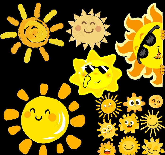 卡通太阳集合免抠素材图片