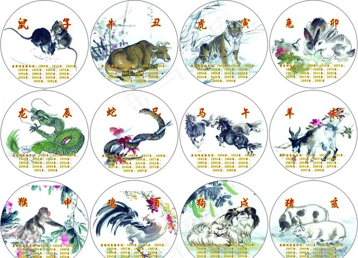 十二生肖图片psd模版下载