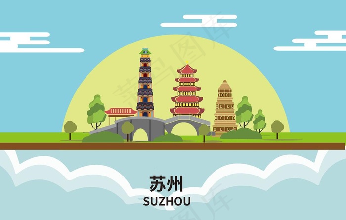 苏州旅游图片ai矢量模版下载