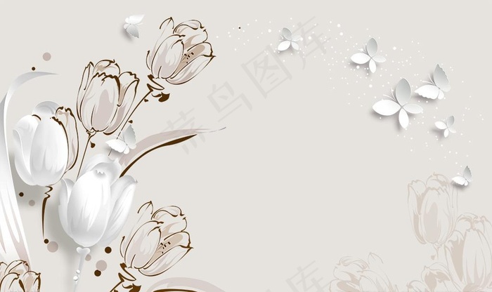 3d立体简约郁金香图片