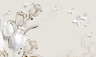 3d立体简约郁金香图片