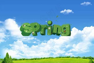 蓝天白云草地图片