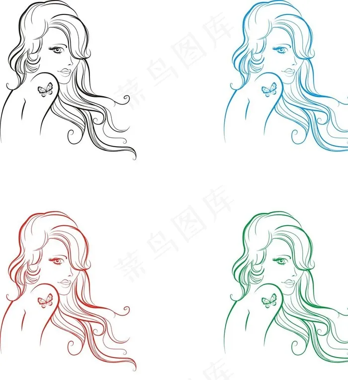 素描美女图图片cdr矢量模版下载