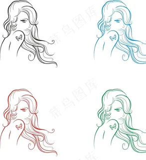 素描美女图图片